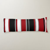 Zwarte, grijze rode en witte strepen lichaamskussen (Achterkant)