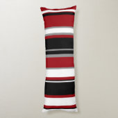 Zwarte, grijze rode en witte strepen lichaamskussen (Achterkant (Verticaal))