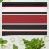 Zwarte, grijze rode en witte strepen theedoek (Gevouwen)