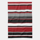 Zwarte, grijze rode en witte strepen theedoek (Verticaal)