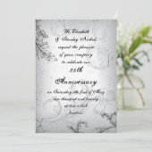 Zwarte grijze rol 25e zilveren huwelijksjubileum kaart (Staand voorkant)