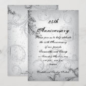 Zwarte grijze rolblad met zilverbruiloft kaart (Voorkant / Achterkant)