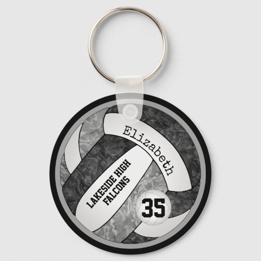 zwarte grijze school verkleurt volleybal meisjes sleutelhanger (Voorkant)