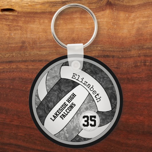 zwarte grijze school verkleurt volleybal meisjes sleutelhanger (Achterkant)