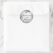 Zwarte grijze scroll 25th Silver trouwdag Ronde Sticker (Tas)