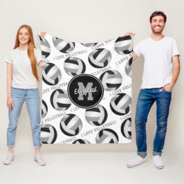 zwarte grijze sportruimte Ik hou van volleybalpatr Fleece Deken