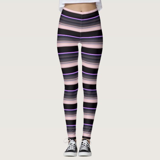 zwarte grijze strepen leggings (Voorkant)