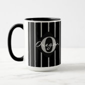 Zwarte & grijze stripes Coffee Mok-Oregon Mok (Links)