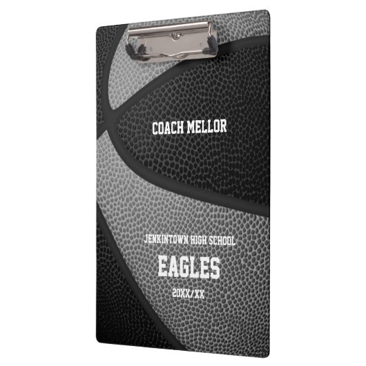 zwarte grijze teamkleuren basketbalcoach klembord (Links)