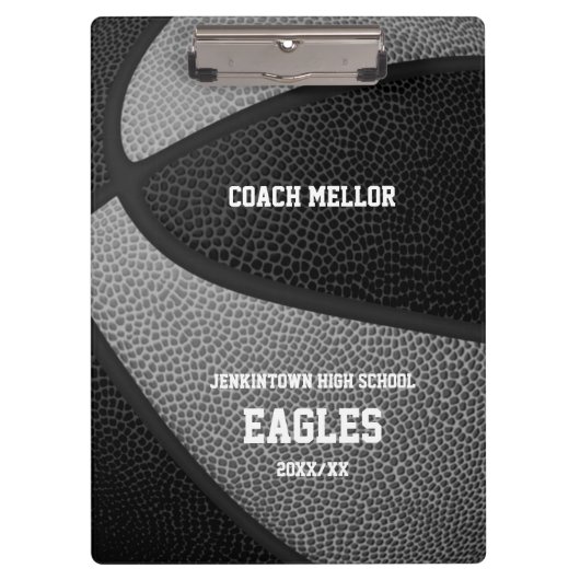 zwarte grijze teamkleuren basketbalcoach klembord (Voorkant)