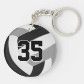zwarte grijze teamkleuren gepersonaliseerd volleyb sleutelhanger (Achterkant)