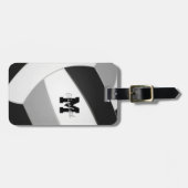 zwarte grijze teamkleuren monogrammen volleybal bagagelabel (Voorkant horizontaal)