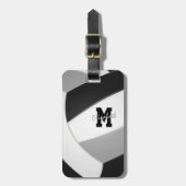 zwarte grijze teamkleuren monogrammen volleybal bagagelabel (Voorkant verticaal)