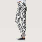 zwarte grijze teamkleuren volleybalkenpatroon leggings (Links)