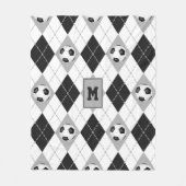 zwarte grijze voetbalploegen kleuren argyle fleece deken (Voorkant)