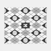 zwarte grijze volleybalteamkleuren argyle fleece deken (Voorkant (Horizontaal))