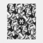 zwarte grijze volleybalteamkleuren fleece deken (Voorkant)