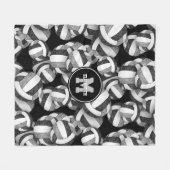 zwarte grijze volleybalteamkleuren fleece deken (Voorkant (Horizontaal))