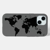 Zwarte grijze Wereldkaart Case-Mate iPhone Case (Achterkant (horizontaal))
