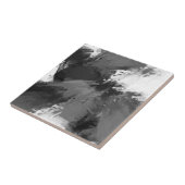 Zwarte grijze witte Abstracte moderne penseelstrek Tegeltje (Zijkant)