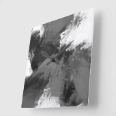 Zwarte grijze witte Abstracte moderne penseelstrek Vierkante Klok (Hoek)