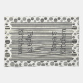 Zwarte grijze witte strepen en pooldots theedoek (Horizontaal)