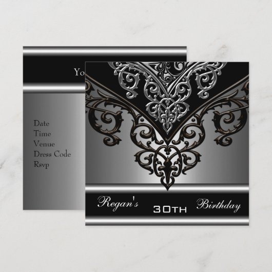  zwarte grijze zilver 30e verjaardag van de legant kaart (Voorkant / Achterkant)