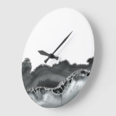 Zwarte grijze zilver metallisch Agate Stone Grote Klok (Hoek)