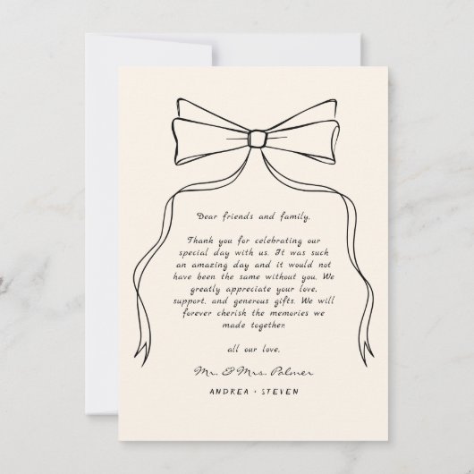 Zwarte grillige foto Hand getrokken bruiloft Bedankkaart (Achterkant)