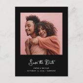 Zwarte grillige foto | QR-code De datum opslaan Aankondigingskaart (Voorkant)