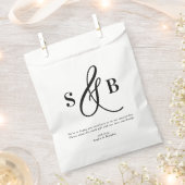 Zwarte grillige kalligrafie bruiloft monogram bedankzakje (Geknipt)