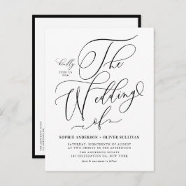 Zwarte grillige kalligrafie bruiloft QR-code Uitnodiging Briefkaart