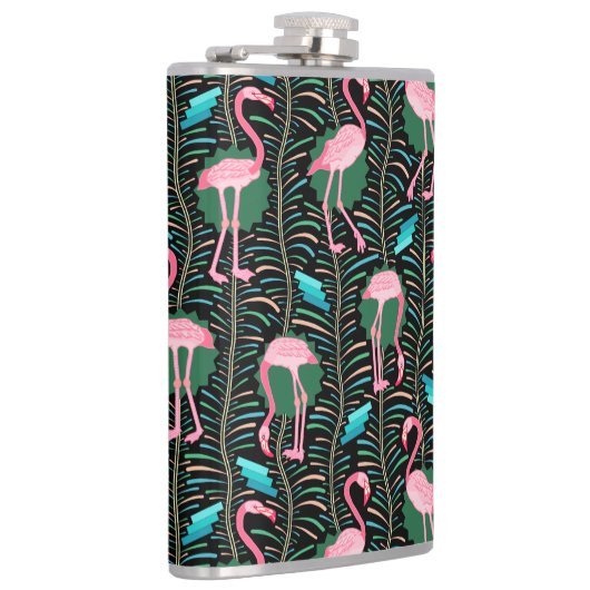 Zwarte Groen van het Patroon van de Varens van Heupfles (Rechts)