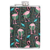 Zwarte Groen van het Patroon van de Varens van Heupfles (Voorkant)