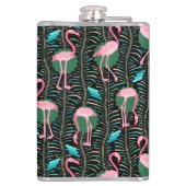 Zwarte Groen van het Patroon van de Varens van Heupfles (Achterkant)