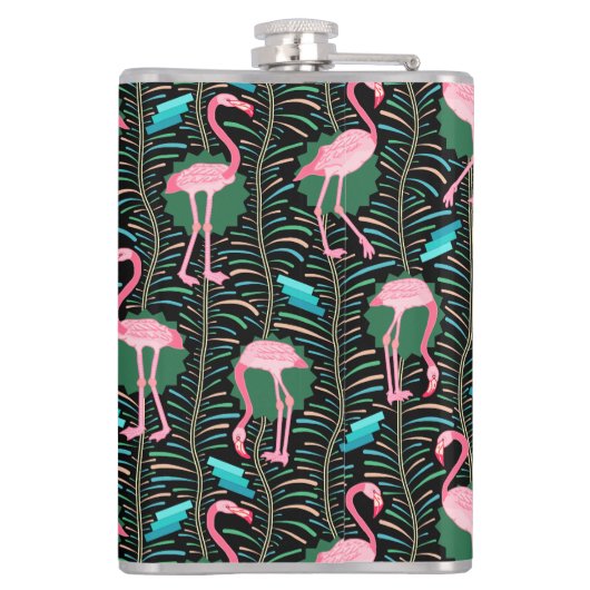 Zwarte Groen van het Patroon van de Varens van Heupfles (Achterkant)