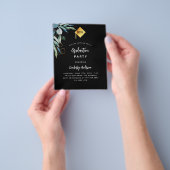 Zwarte groenbudget afstudeerfeest uitnodiging flyer (Hand)