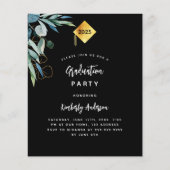 Zwarte groenbudget afstudeerfeest uitnodiging flyer (Voorkant)