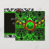 ZWARTE GROENDAMASK, SHAMROCK, RODE WAX SEAL MONOGR KAART (Voorkant / Achterkant)