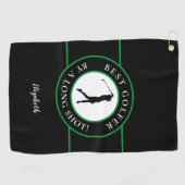 Zwarte Groene Beste Golfer met een lange brok Pro  Golfhanddoek (Horizontaal)