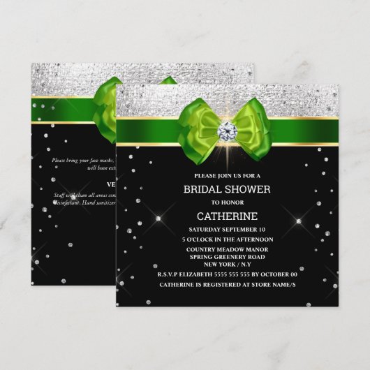 Zwarte groene boegelegant zilverspargel kaart (Voorkant / Achterkant)