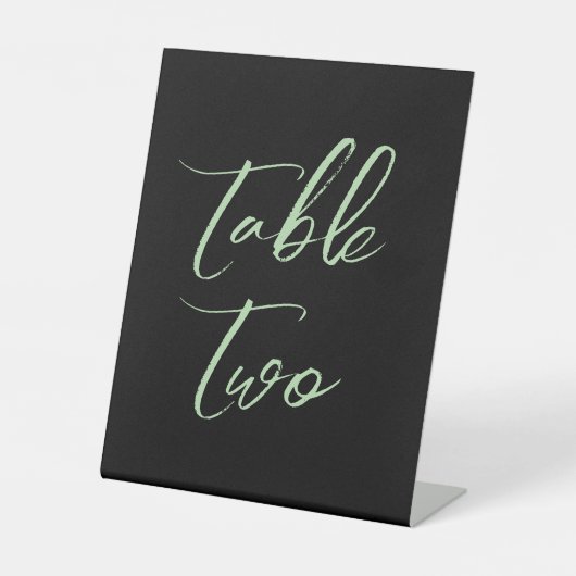 Zwarte groene elegante trouwtafel nummers reclamebord met voetstuk (Voorkant)