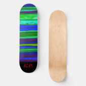 Zwarte, groene en blauwe stripskateboard persoonlijk skateboard (Voorkant)