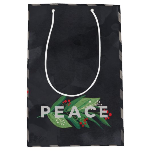 Zwarte, groene en rode Holly Peace Medium Cadeauzakje (Voorkant)