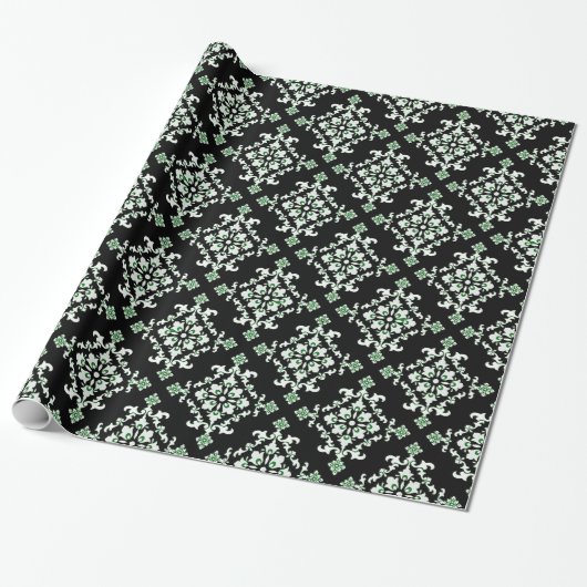 Zwarte, groene en witte, Keltische Gift Wrap Cadeaupapier (Uitgerold)