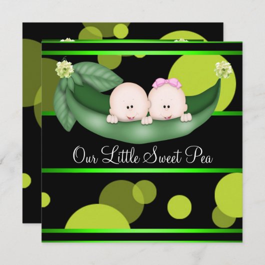 Zwarte groene erwten in een pod gender reveal part kaart (Voorkant / Achterkant)