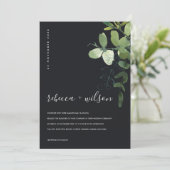 ZWARTE GROENE EUCALYPTUS FOLIAGE WATERVERF WEDDING KAART (Staand voorkant)