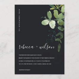 ZWARTE GROENE EUCALYPTUS FOLIAGE WATERVERF WEDDING KAART