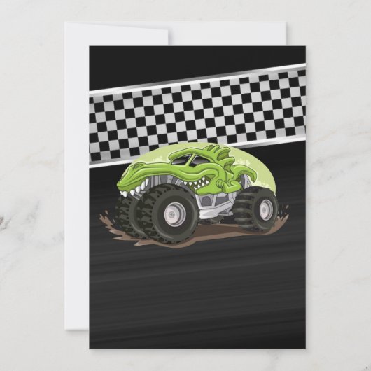Zwarte Groene Gator Monster Truck Verjaardagsfeest Kaart (Achterkant)
