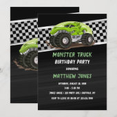 Zwarte Groene Gator Monster Truck Verjaardagsfeest Kaart (Voorkant / Achterkant)